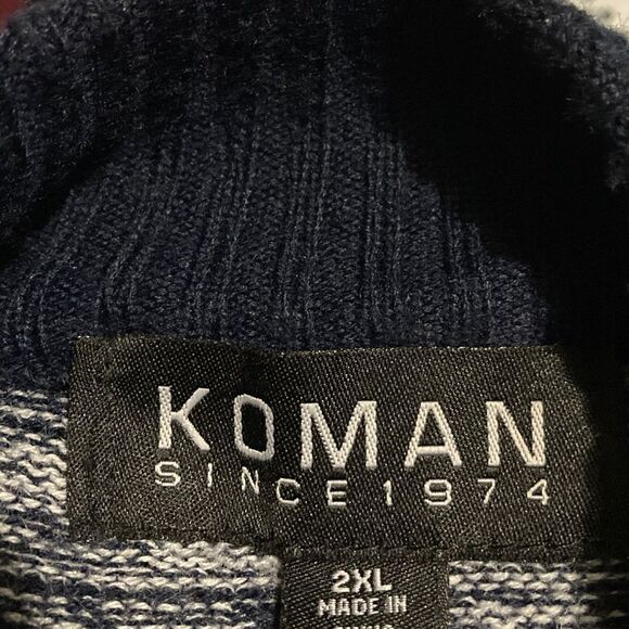 Koman Men’s Grey/Black Striped Pullover/Sweater Size 2XL - Picture 5 of 7
